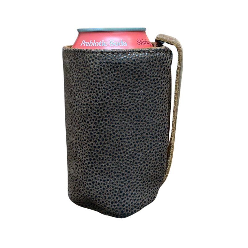 Koozie with Handle - Brown Faux Suede