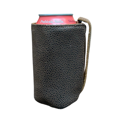 Koozie with Handle - Brown Faux Suede