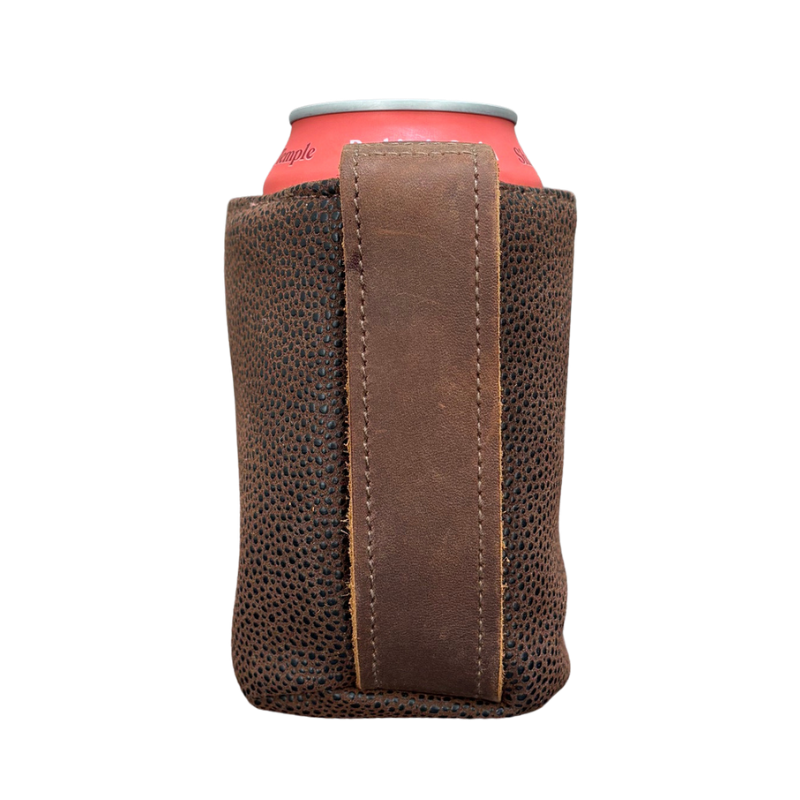Koozie with Handle - Brown Faux Suede