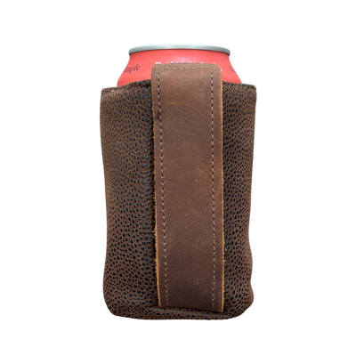 Koozie with Handle - Brown Faux Suede