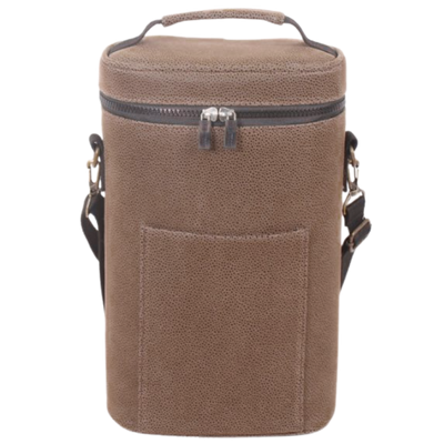 Insulated Double Wine Cooler Tote - Faux Suede