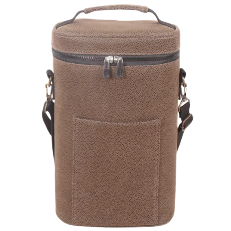 Insulated Double Wine Cooler Tote - Faux Suede