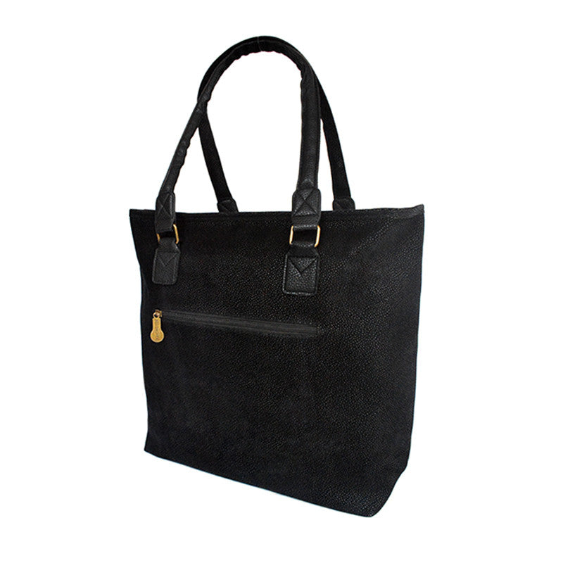 Tote Bag - Black Faux Suede