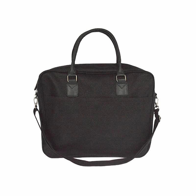 Bellemonde black faux suede Briefcase with dual short straps and an adjustable shoulder strap