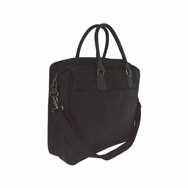 Briefcase - Black Faux Suede