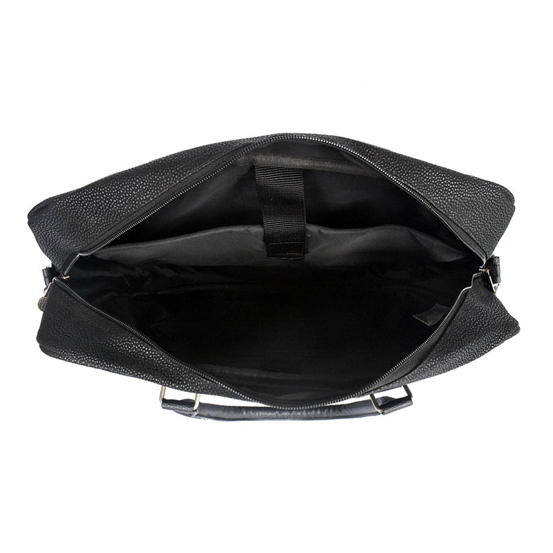 Briefcase - Black Faux Suede