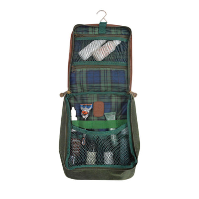 Hanging Toiletry Bag - Millwood Green Faux Suede