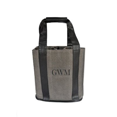 Bellemonde Aspen Grey Faux Suede Party-To-Go Tote with monogram
