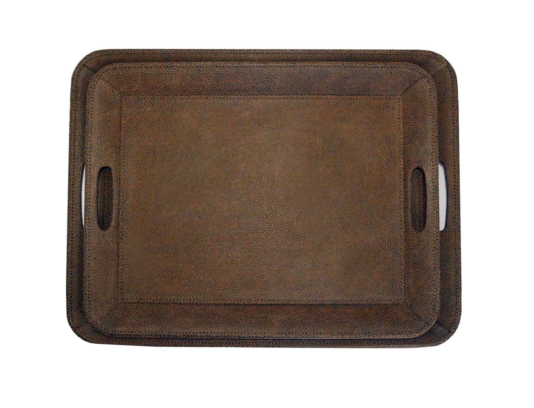 Tray Set - Brown Faux Suede