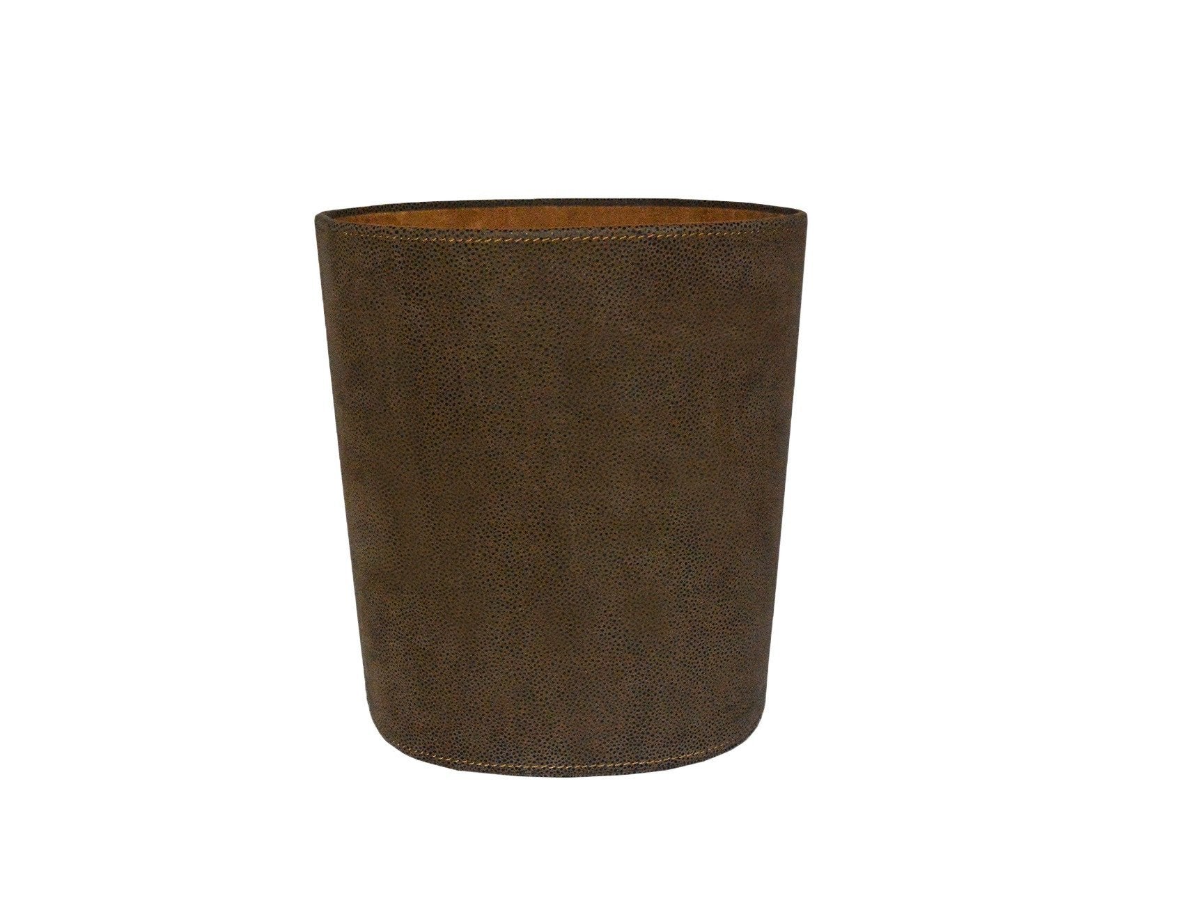 Oval Waste Basket - Brown Faux Suede
