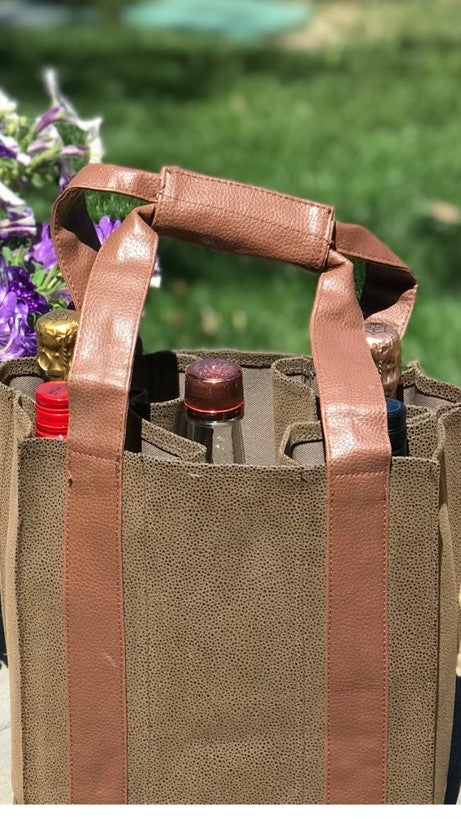 Party-To-Go Tote - Brown Faux Suede