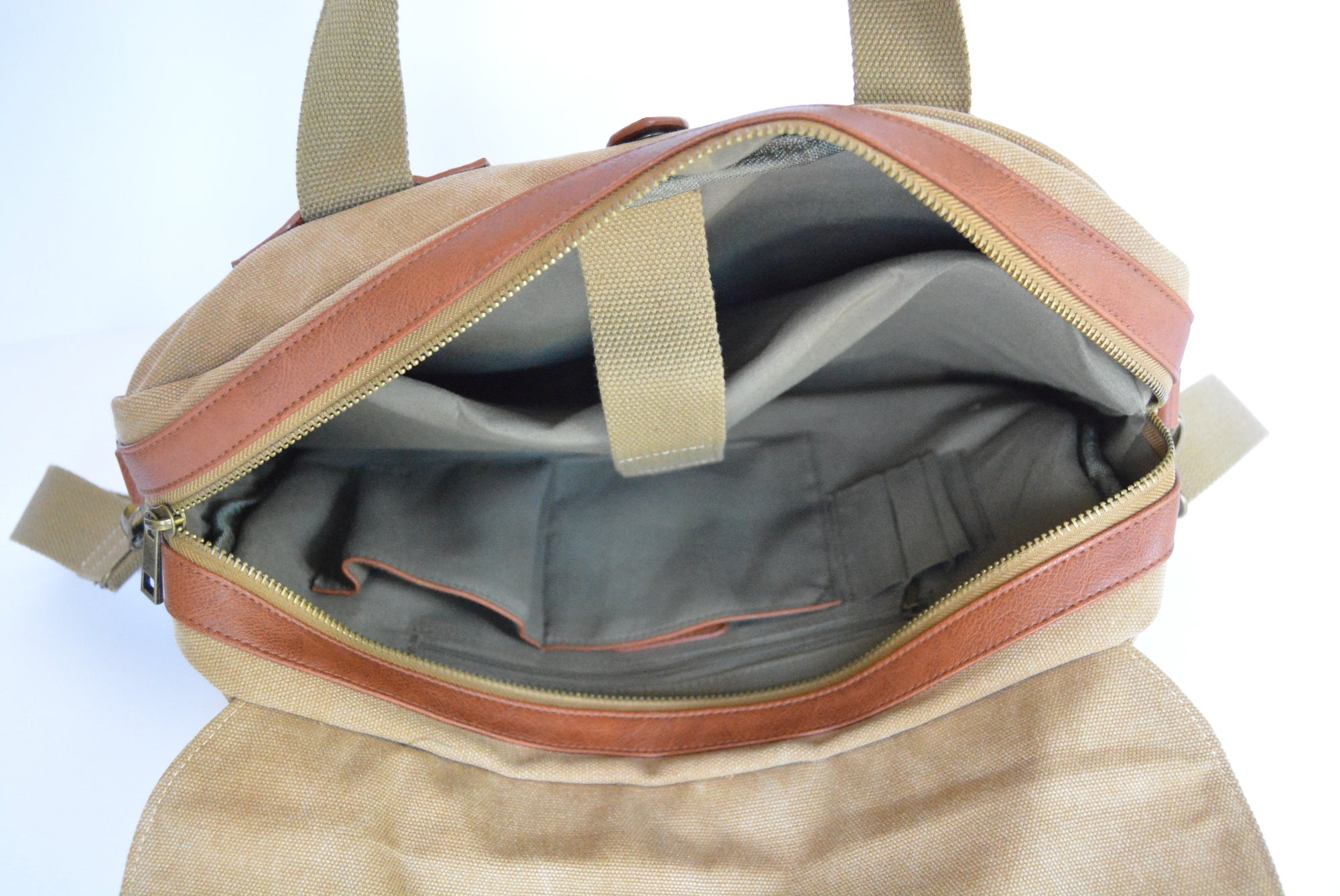 Briefcase - Washed Camel Canvas